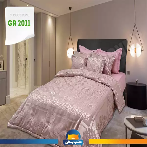 فروشگاه شب بخیر - brown-jacquard-velvet-quilt-set-code-2011