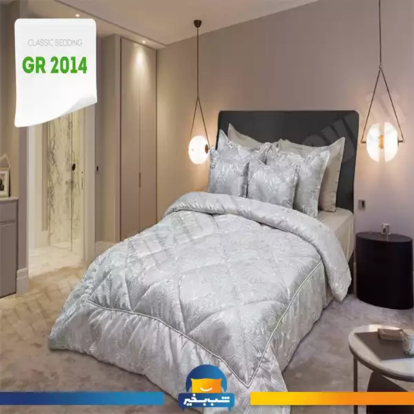 فروشگاه شب بخیر - cream-jacquard-velvet-quilt-set-code-2014