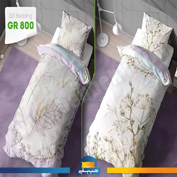 فروشگاه شب بخیر - double-sided-bedspread-set-with-buds-and-autumn-leaves