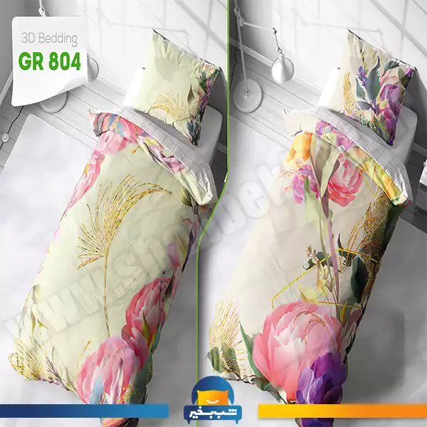 فروشگاه شب بخیر - double-sided-bedspread-set-with-french-flower-design