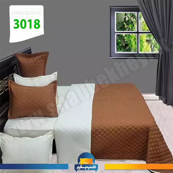 فروشگاه شب بخیر - four-season-cream-and-brown-quilt-set-code-3018