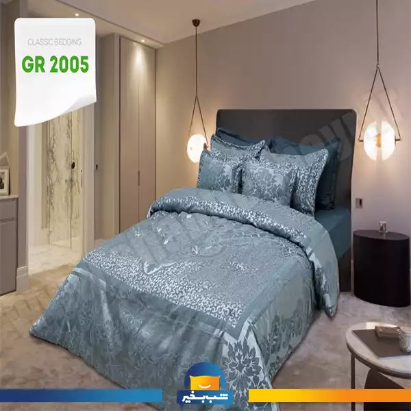 فروشگاه شب بخیر - navy-jacquard-velvet-quilt-set,-code-2005
