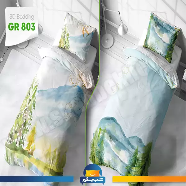 فروشگاه شب بخیر - single-double-sided-bedspread-set-with-watercolor-design