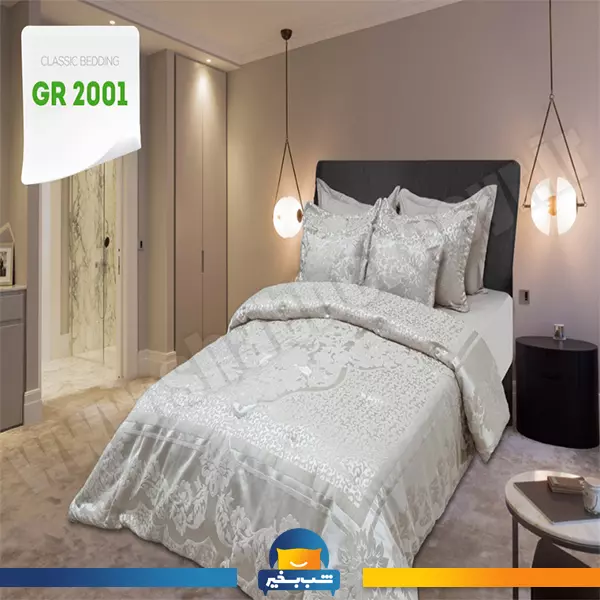 فروشگاه شب بخیر - ست-لحاف-مخمل-ژاکارد-کرم-روشن-کد-2001