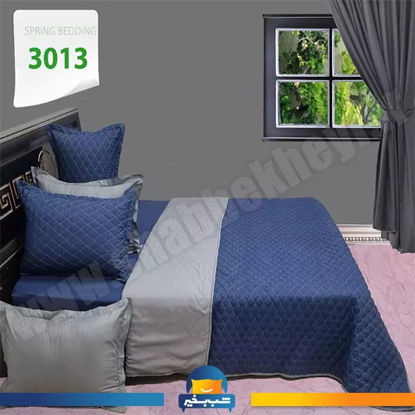 فروشگاه شب بخیر - ست-لحاف-چهار-فصل-سرمه-ای-و-طوسی-فصل-کد-3013