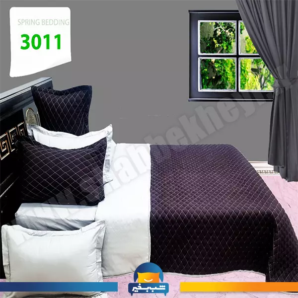 فروشگاه شب بخیر - ست-لحاف-چهار-فصل-شکلاتی-و-طوسی-فصل-کد-3011